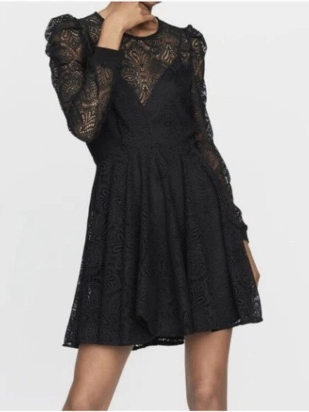 Maje Fit Flare Lace Dress (missing slip)